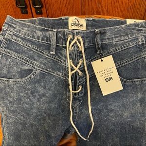 Jordache Vintage Crystal High Rise Lace Up Skinny Jeans